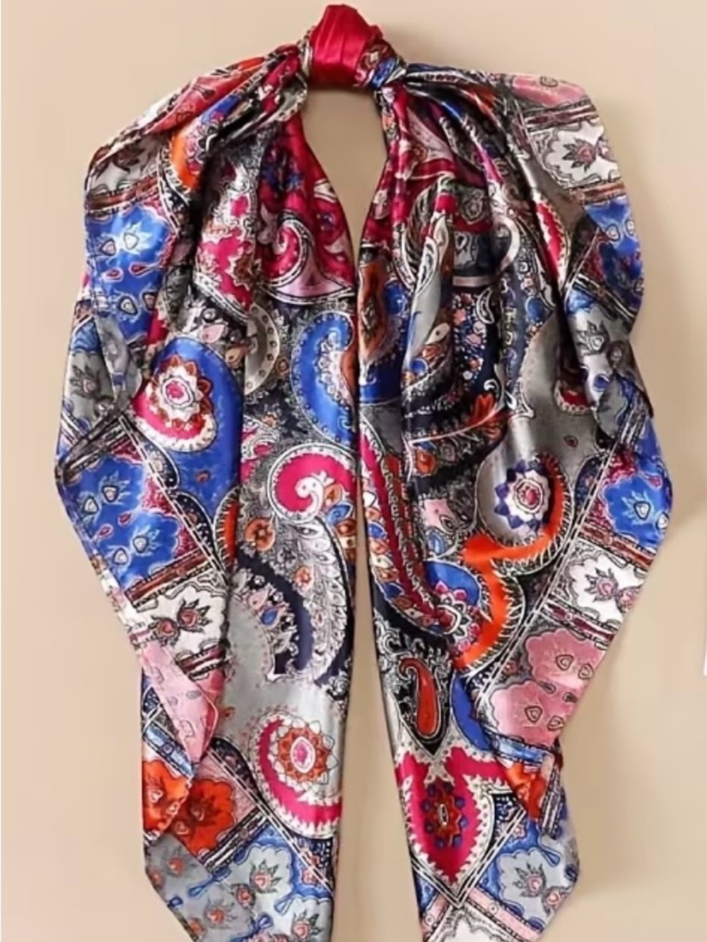 Silky Paisley Print Bandana Scarf - Multicolor